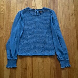 1 State blue long sleeve top
